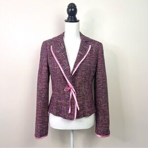 The Limited Pink Tweed Satin Trimmed Blazer